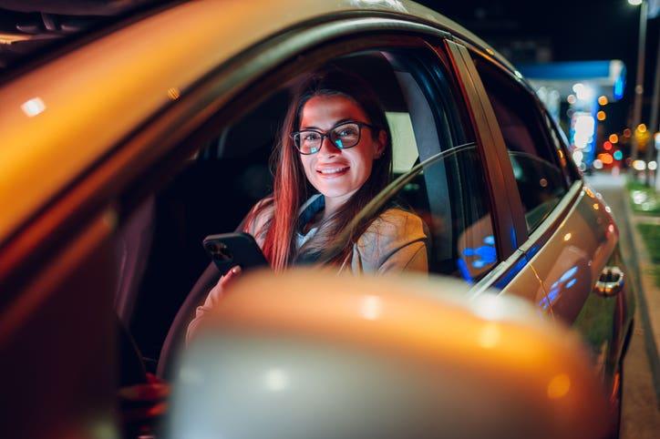Urban driver in a car
